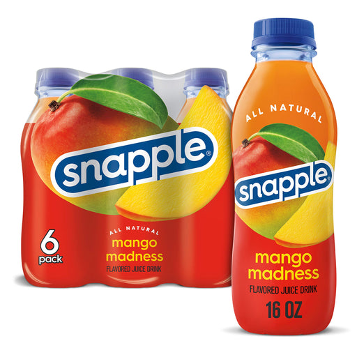 Snapple Mango Madness, 16 fl oz recycled plastic bottle, 6 pack