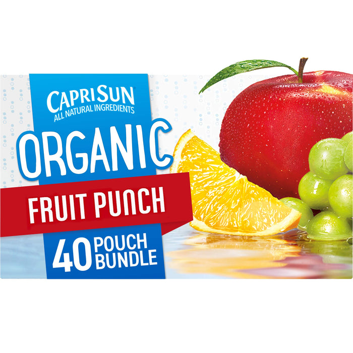 Capri Sun Organic Fruit Punch Naturally Flavored Juice Drink Blend (40 ct Pack, 4 Boxes of 10 Pouches)