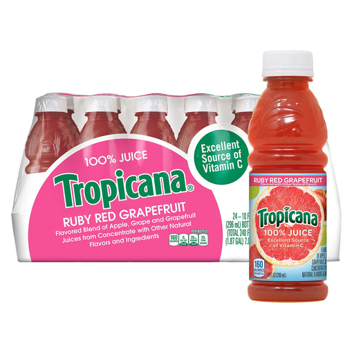 Tropicana Ruby Red Grapefruit Juice, 10 Ounce (Pack of 24) Ruby Red Grapefruit 10 Fl Oz (Pack of 24)