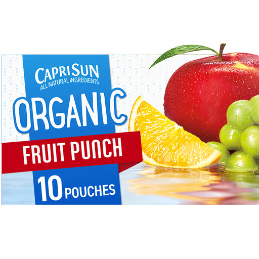 Capri Sun Organic Fruit Punch Naturally Flavored Kids Juice Drink Blend (10 ct Box, 6 fl oz Pouches)