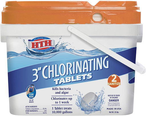 HTH 42040 Super 3-inch Chlorinating Tablets, 25 lbs