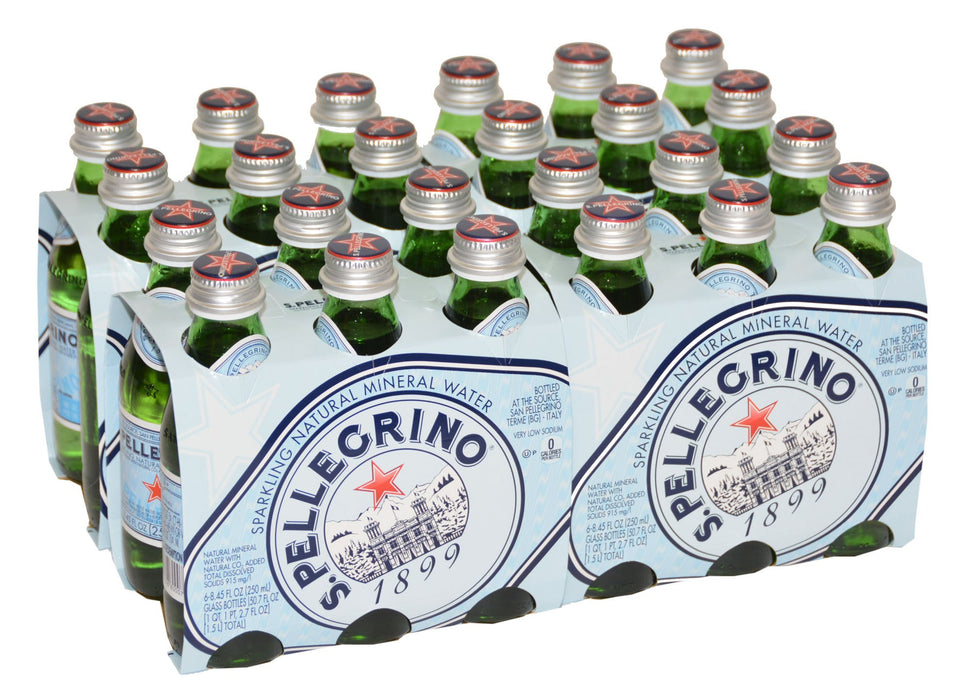 S.Pellegrino - Sparkling Natural Mineral Water - Case of 24 Glass Bottle of 250 ml/8.4 oz./ea