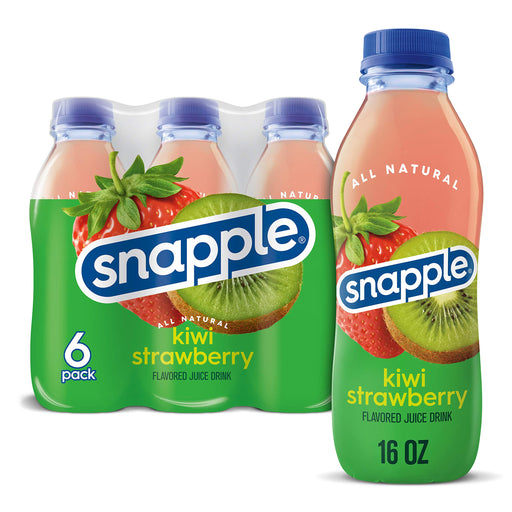 Snapple Kiwi Strawberry, 16 fl oz recycled plastic bottle, 6 pack