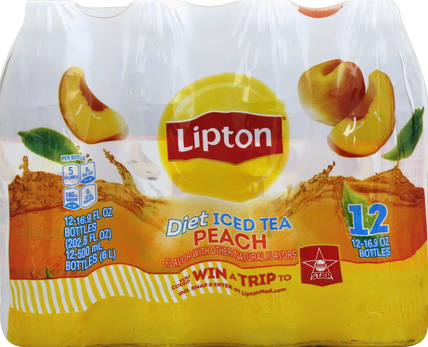 Lipton Diet Iced Tea, Peach, 16.9 fl oz, 12 pk