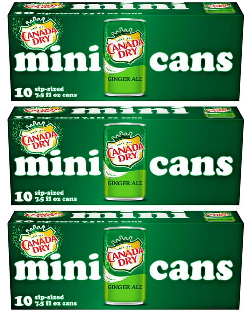 Canada Dry Ginger Ale - 10pk/7.5 fl oz Mini Cans, total 30 cans 7.5 Fl Oz (Pack of 30)