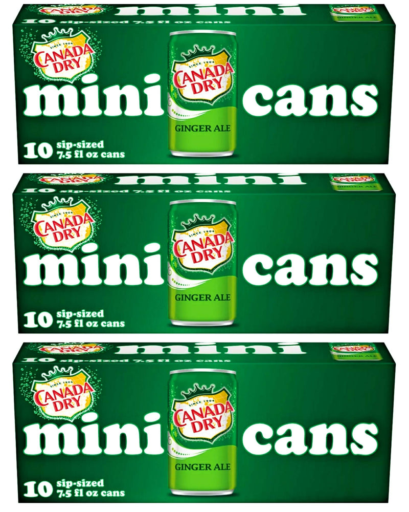 Canada Dry Ginger Ale - 10pk/7.5 fl oz Mini Cans, total 30 cans 7.5 Fl Oz (Pack of 30)