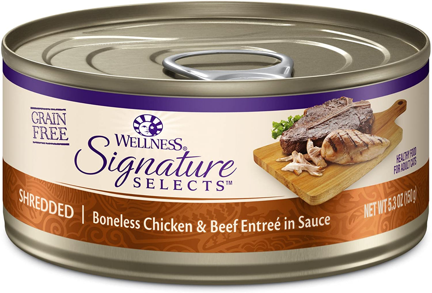 Wellness CORE Signature Selects Grain Free Wet Cat Food, Shredded Real Meat in Gravy Sauce, Natural, High Protein Cat Food, Healthy, Adult