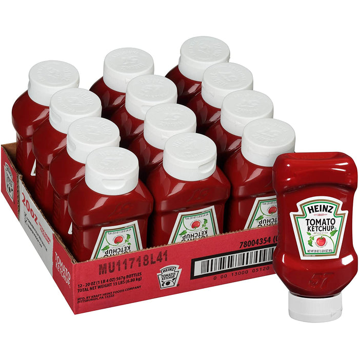 Heinz Tomato Ketchup, 20 oz. Forever Full Inverted Plastic Bottle (Pack of 12)