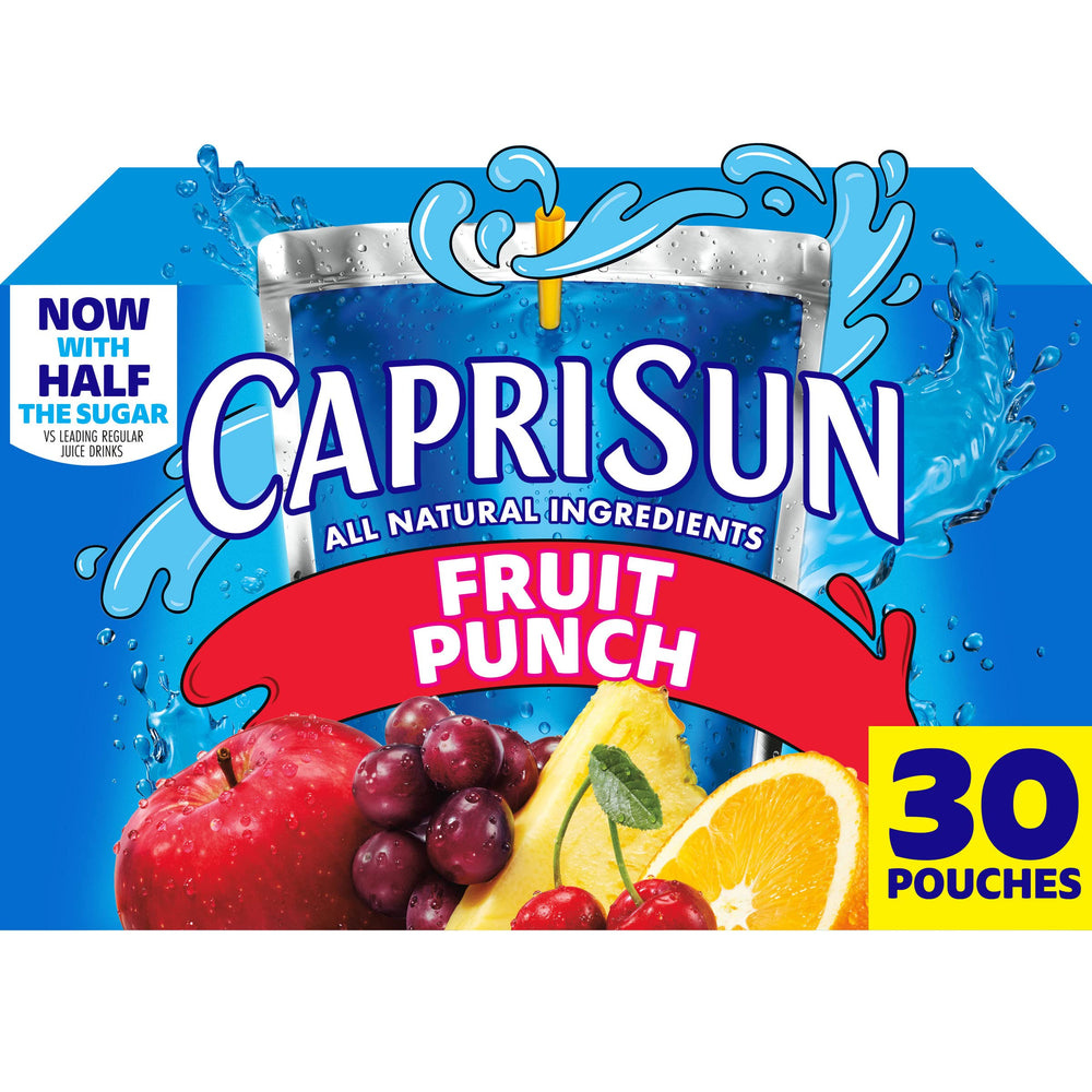 Capri Sun Fruit Punch Naturally Flavored Juice Drink Blend (30 ct Box, 6 fl oz Pouches)