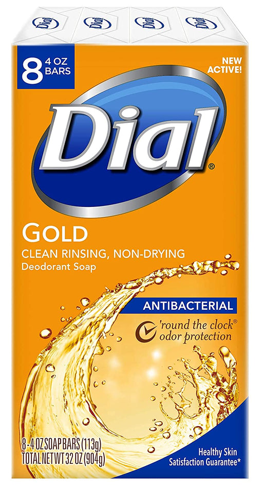 Dial Antibacterial Bar Soap, Gold, 4 Ounce - 8 Total Bars