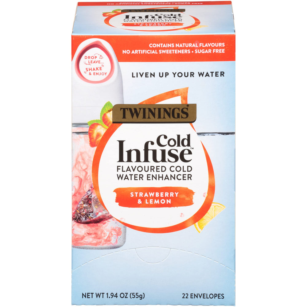 Twinings Cold Infuse Flavored Water Enhancer, Strawberry & Lemon, 22 Count (pack of 1) Strawberry & Lemon 22 Count (Pack of 1)