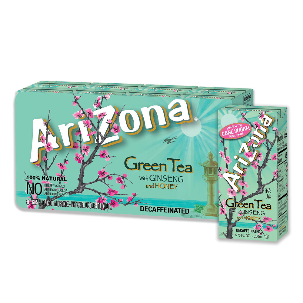 AriZona Green Tea with Ginseng and Honey, 6.75 fl oz Tetra Box (Pack of 32)