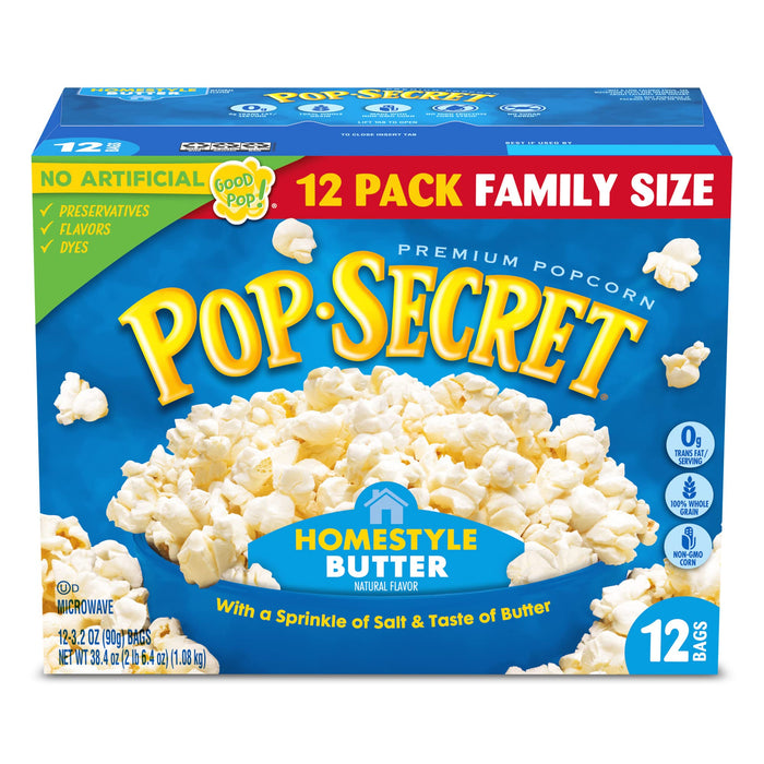 Pop Secret Microwave Popcorn Bonus Pack 10 + 2 Free Bags - Homestyle