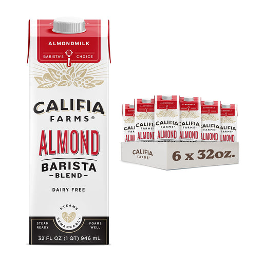 Califia Farms - Original Almond Barista Blend Almond Milk, 32 Oz (Pack Of 6), Shelf Stable, Dairy Free, Plant Based, Vegan, Gluten Free, Non GMO, High Calcium, Milk Frother, Creamer Original Almond Barista Blend 32 Fl Oz (Pack of 6)