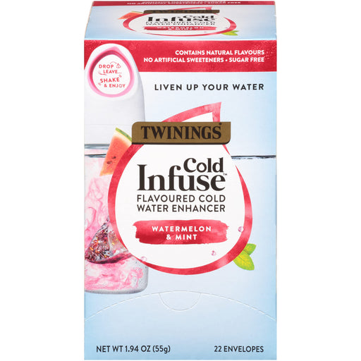 Twinings Cold Infuse Flavored Water Enhancer, Watermelon & Mint, 22 Infusers Watermelon & Mint 22 Count (Pack of 1)