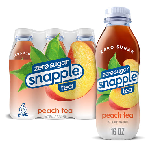 Diet Snapple Peach Tea, 16 fl oz recycled plastic bottle, 6 pack