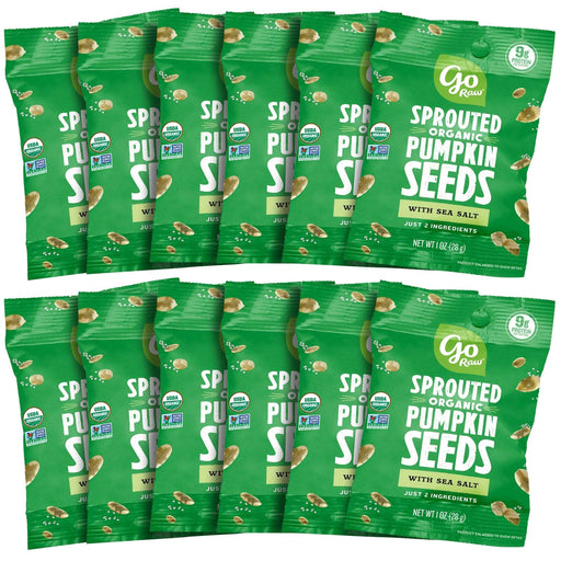 Go Raw Seeds with Sea Salt Grab and SingleServe oz. Bags Box of A¢A¢asA¬A¢a¬ Keto Vegan Gluten Free Organic Superfood, Pumpkin, 12 Ounce
