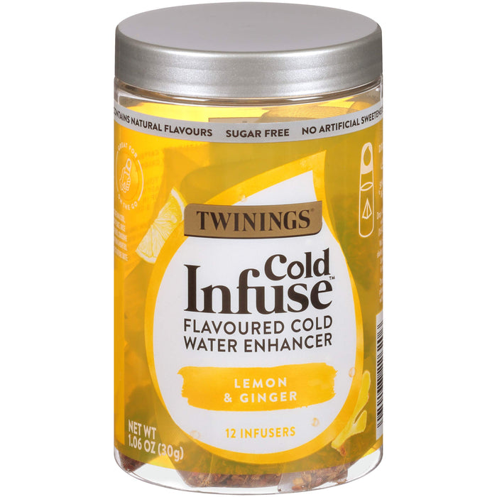 Twinings Cold Infuse Flavored Water Enhancer, Lemon & Ginger, 12 Infusers (Pack of 6) Lemon & Ginger 12 Count (Pack of 6)