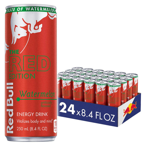 Red Bull Energy Drink, Watermelon, Red Edition, 8.4 fl oz (24 Pack) Watermelon 8.4 Fl Oz (Pack of 24)