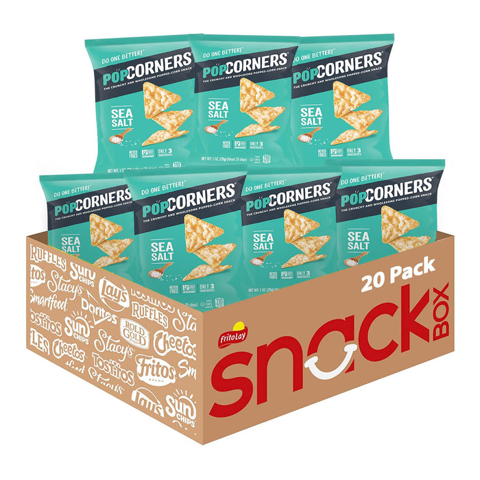 Popcorners Snack Pack, Gluten Free Chips, Sea Salt, 20 Count(pack of 1)