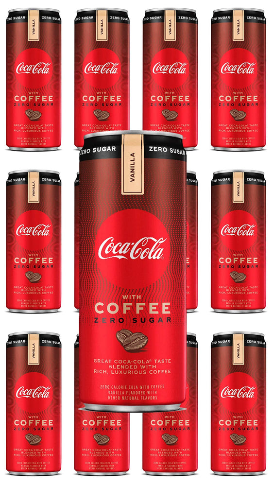 Coca cola coffee ZERO vanilla, 12 cans, 12 fl oz , totall 144 fl oz - 4 pack