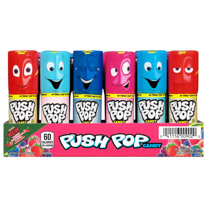 Push Pop Individually Wrapped Halloween Bulk Lollipop Variety Party Pack - 24 Count Lollipops In Assorted Fruity Flavors - Fun Lollipops For Halloween Candy Bowls, Parties & Trick Or Treating Bags Push Pop Lollipop Bulk Pack