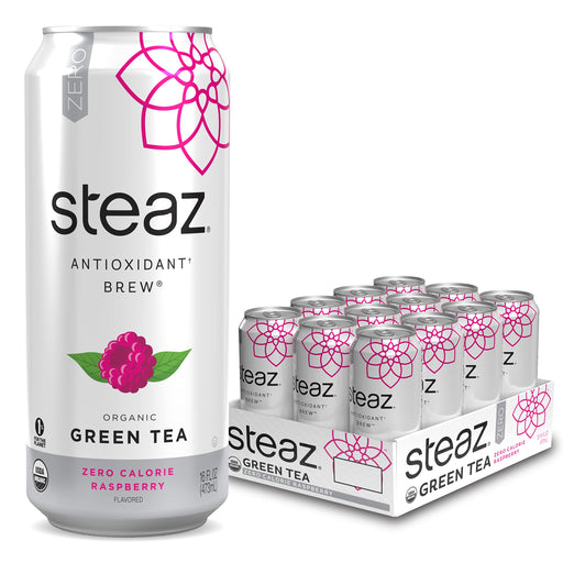 Steaz Organic Zero Calorie Iced Raspberry Green Tea, 16 fl oz. (Pack of 12)