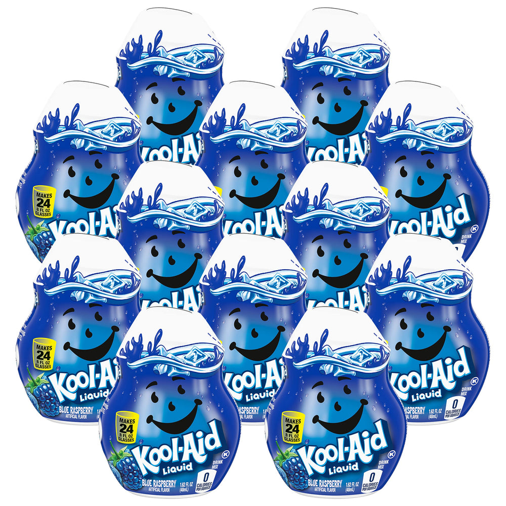 Kool-Aid Liquid Drink Mix, Blue Raspberry (1.62 FL OZ (Pack - 12)) raspberry 1.62 Fl Oz (Pack of 12)