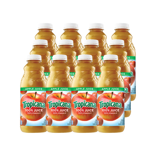 Tropicana Apple Juice, 32 oz Bottles, 12 Count Apple 32 Fl Oz (Pack of 12)