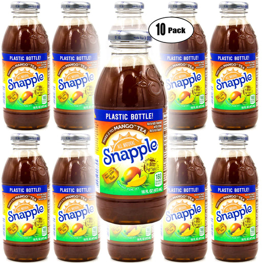 Snapple Mango Iced Tea, 16oz Bottle (Pack of 10, Total of 160 Fl Oz)