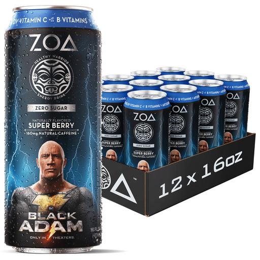 ZOA Zero Sugar Energy Drink, Super Berry, 16 Fluid Ounces, Pack of 12 Super Berry 16 Fl Oz (Pack of 12)