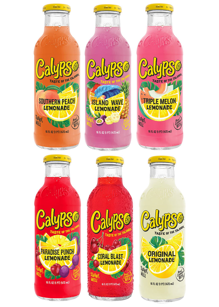 Calypso Lemonade | Made with Real Fruit and Natural Flavors | 6 Flavor Variety, 16 Fl Oz (Pack of 12)