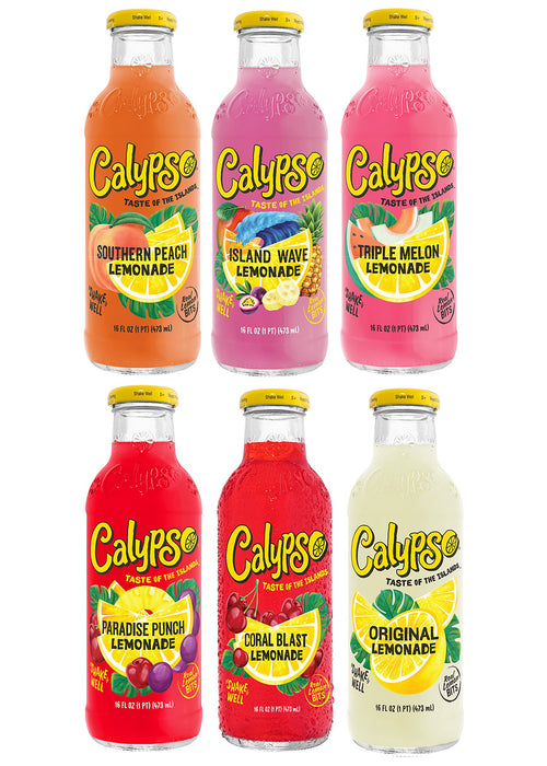 Calypso Lemonade | Made with Real Fruit and Natural Flavors | 6 Flavor Variety, 16 Fl Oz (Pack of 6)