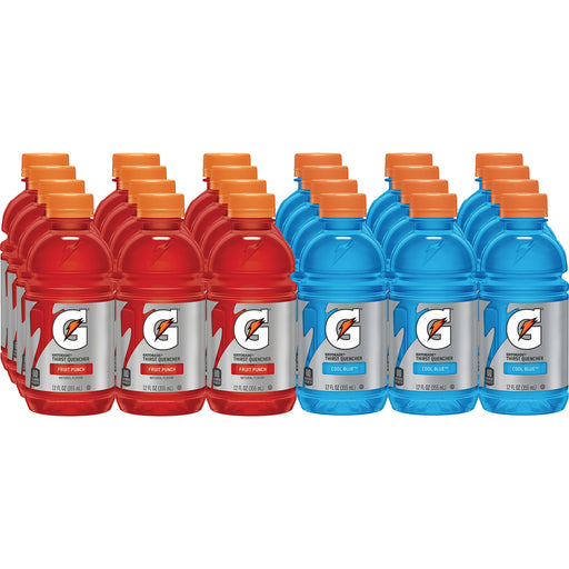 Gatorade Thirst Quencher, Fruit Punch and Cool Blue Variety Pack, 12 Ounce (Pack of 24) Two Flavor Cool Blue Thirst Quencher