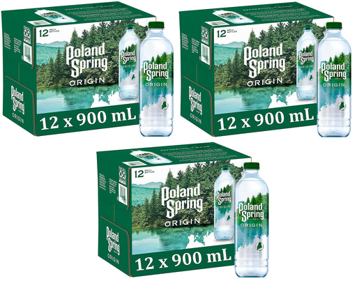 Natural Spring Water, 900mL Recycled Plastic Bottle (36 Pack), 30.4 Fl Oz (Pack of 36)