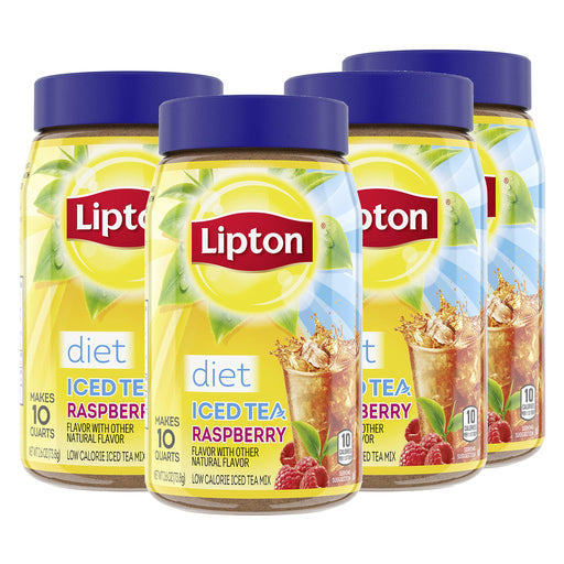 Lipton Diet Iced Tea Mix, Decaf Tea, Raspberry, 2.6 Oz Pack of 4 (Package may vary) Diet Raspberry