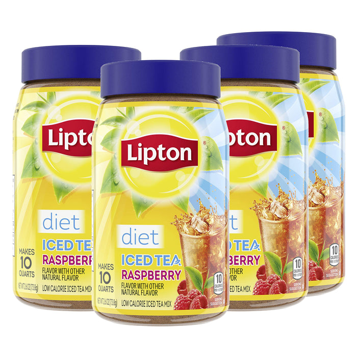 Lipton Diet Iced Tea Mix, Decaf Tea, Raspberry, 2.6 Oz Pack of 4 (Package may vary) Diet Raspberry