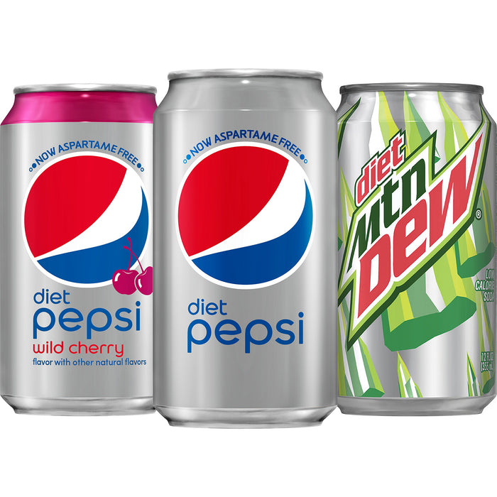 Diet Soda, Variety Pack (Diet Pepsi Wild Cherry/Diet Pepsi/Diet Mountain Dew), 12 fl oz. cans (24 Pack)