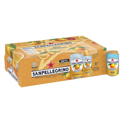 Sanpellegrino Italian Sparkling Drink Aranciata, Sparkling Orange Beverage, 24 Pack of 11.15 Fl Oz Cans