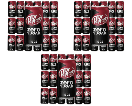 Dr Pepper Zero Sugar, 12 fl oz , 18 cans, total 216 fl oz Pack of 3
