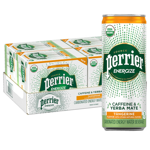 Perrier ENERGIZE Tangerine Flavored Carbonated Energy Water Beverage. An Organic Energy Drink with plant-based caffeine and yerba mate extract for the afternoon boost, 11.15 Fl. Oz. cans (24 pack) Blackberry