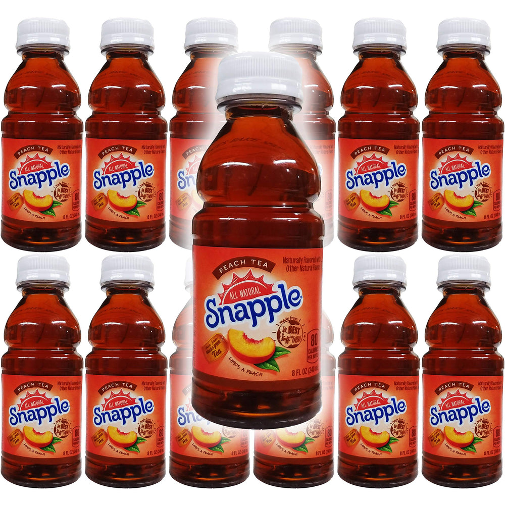 Snapple Peach Tea, Made From Green & Black Tea, All Natural, 8oz Bottle (Pack of 12, Total of 96 Fl Oz)