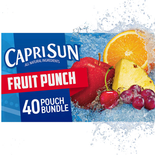 Capri Sun Fruit Punch Naturally Flavored Kids Juice Drink Blend (40 ct Pack, 4 Boxes of 10 Pouches) Original