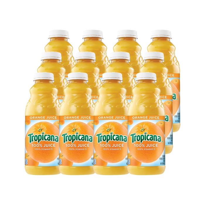 Tropicana Orange Juice, 32 oz Bottles, 12 Count Orange 32 Fl Oz (Pack of 12)