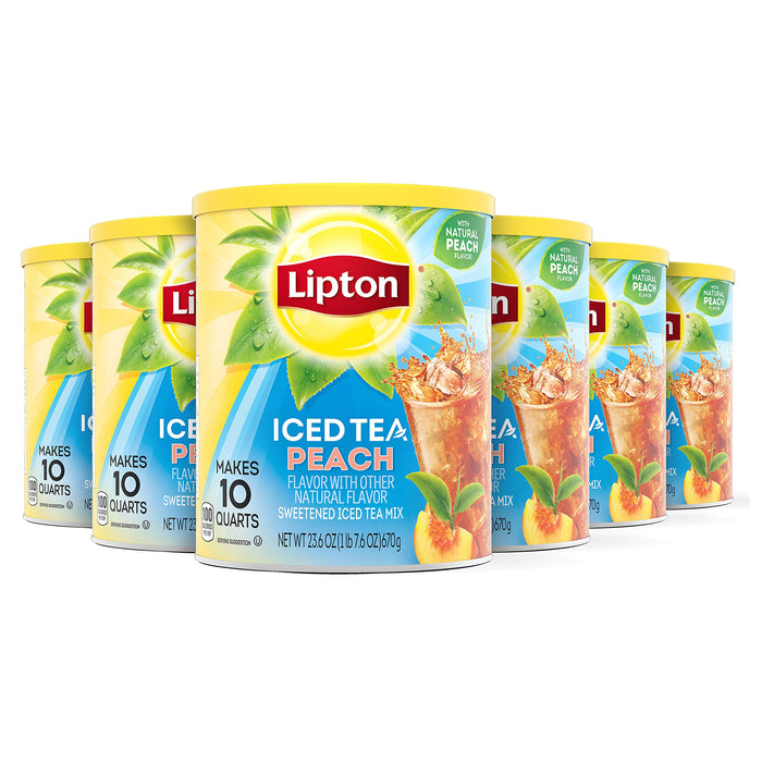 Lipton Diet Iced Tea Mix, Peach, Makes 10 Quarts (Pack of 6)