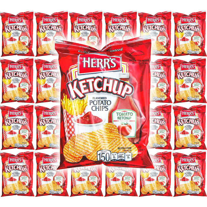 HERR'S Ketchup Flavor Potato Chips, 1oz Bag (Pack of 24, Total of 24 Oz)