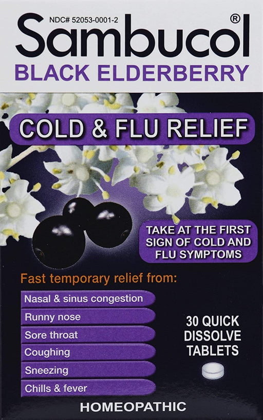 Sambucol Black Elderberry Cold & Flu Relief Tablets 30 ct