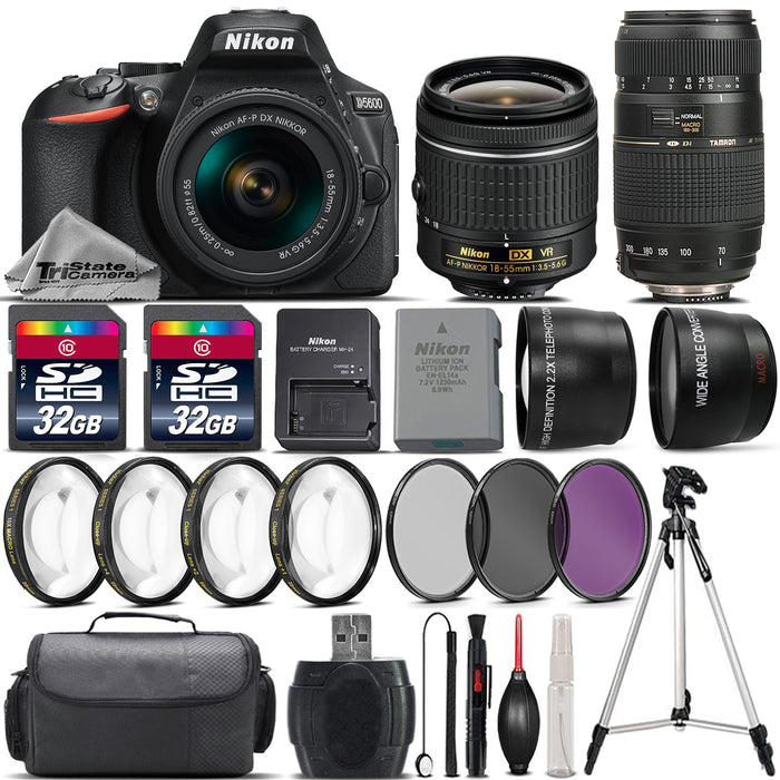 Nikon D5600 DSLR Camera with 18-55mm VR Lens + 70-300 Lens + 64GB Bundle Kit