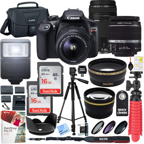 Canon EOS Rebel T6 DSLR Camera w/ 18-55mm IS II + 75-300mm III Double Zoom Deluxe Kit
