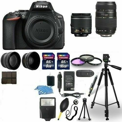 Black Nikon D5600 DSLR Camera (AF-P 18-55mm + 70-300mm VR Lens) at